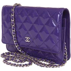 WOW! Fabulous Chanel Purple Patent Quilted WOC with Silver Hardware