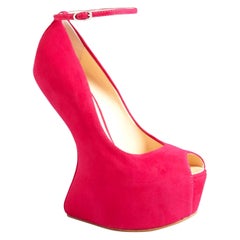 Neu GIUSEPPE ZANOTTI Bougainvillea Pumps mit Keilabsatz und offenem Zehenbereich 39