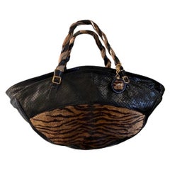 Vintage Gabbrielli Italy Mixed Leather Large Chic Handbag