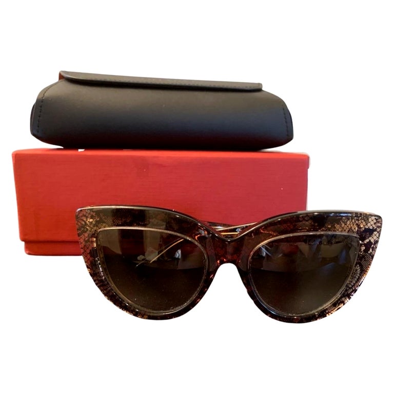 Valentino Italy Vintage Chic “Lace” Cat Eye Sunglasses For Sale at 1stDibs