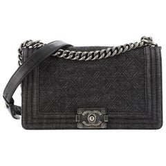 Chanel Boy Flap Bag Quilted Denim Old Medium