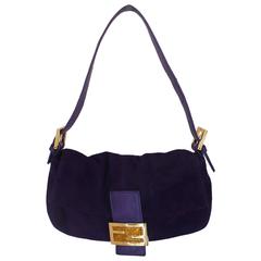 Fendi Purple Suede with Leather Strap Purse - GHW