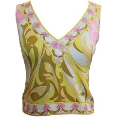 Emilio Pucci Yellow, Green & Pink Printed Sleeveless Top - 4 - 1980's 10