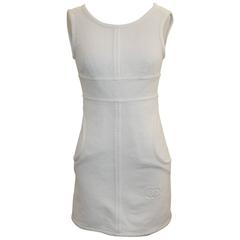 Chanel White Cotton Sleeveless Mini Dress with Pockets - 34 - 09P