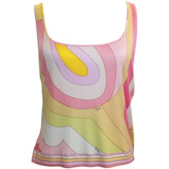 Emilio Pucci Pink & Orange Silk Jersey Sleeveless Striped Tank - 14