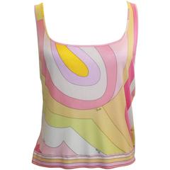 Emilio Pucci Rosa & Orange gestreifter, ärmelloser Seidenjersey-Tank - 14