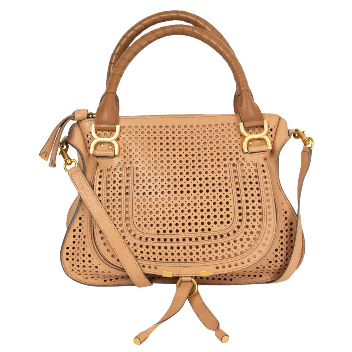 Sac porté à l'épaule CHLOE PERFORATED MARCIE MEDIUM en cuir brun clair