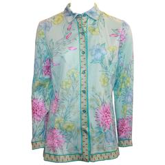 Averardo Bessi Aqua & Pastels Silk Cotton Shirt - 38