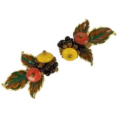 Miriam Haskell Early Enamel Dress Clips