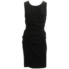 Prada Black Silk Blend Ruched Sleeveless Dress - 44