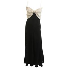 Valentino Ivory and Black Bow Bodice Gown - 8 at 1stDibs