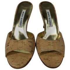 Manolo Blahnik Open Toed Cork Slides