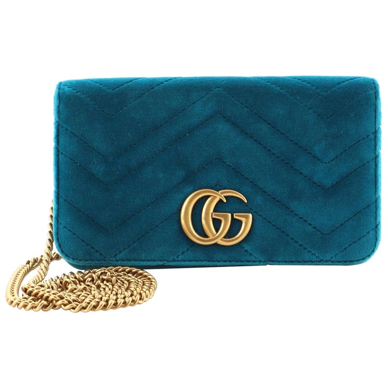 Gucci GG Marmont Chain Flap Bag Matelasse Velvet Mini at 1stDibs