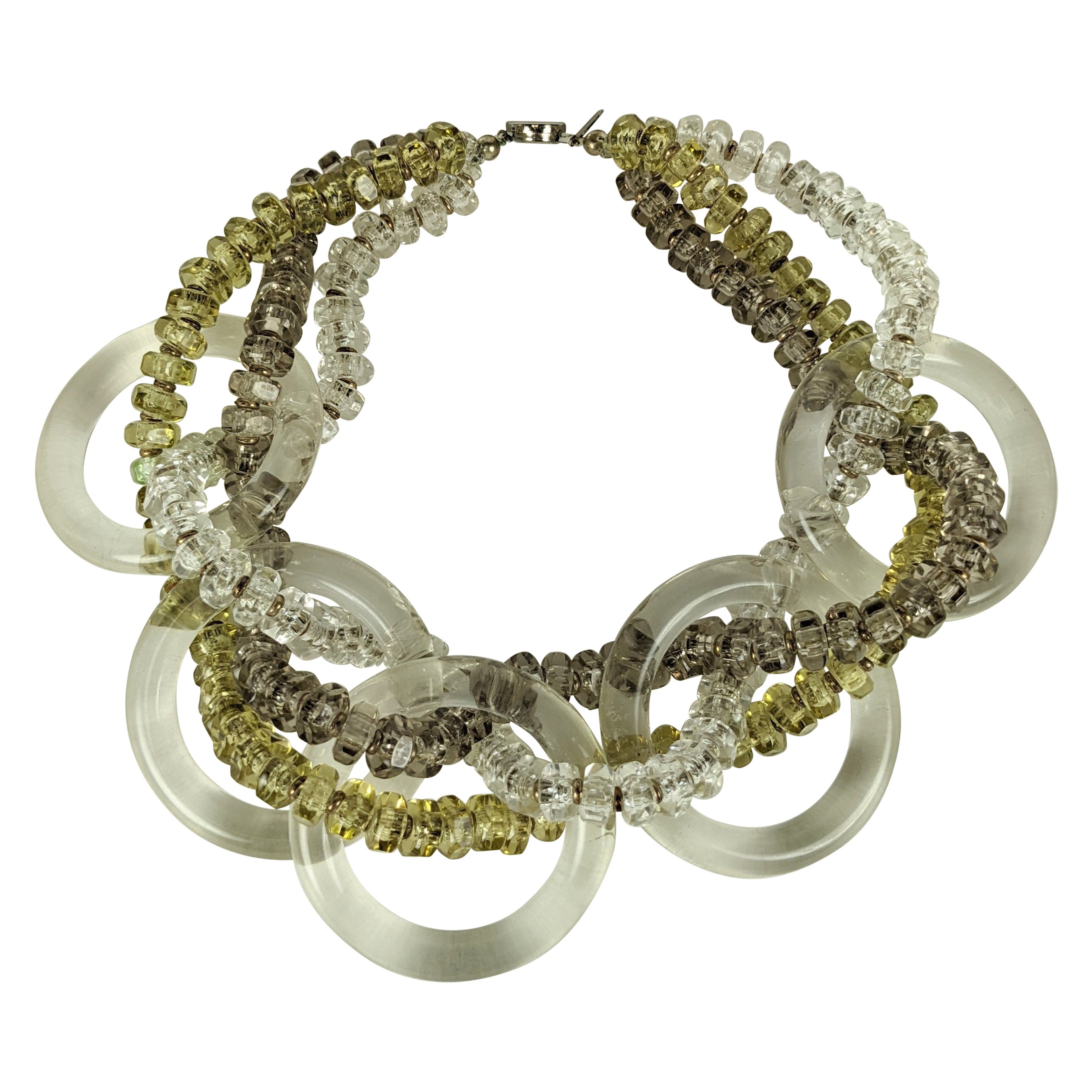 Miriam Haskell Lucite Hoop Statement Necklace For Sale