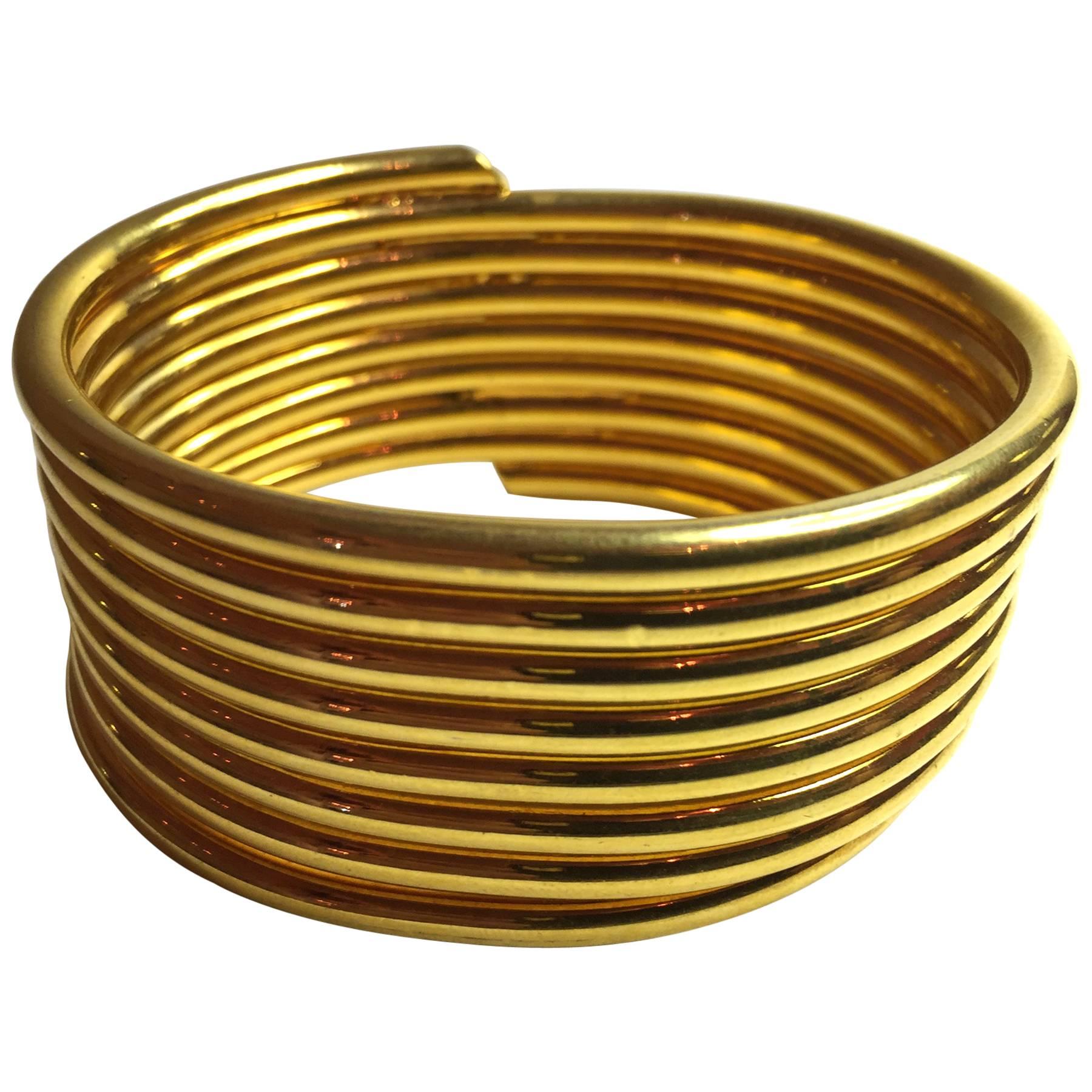 1980s MARTHA STURDY 24K Goldplated Coil Bracelet For Sale