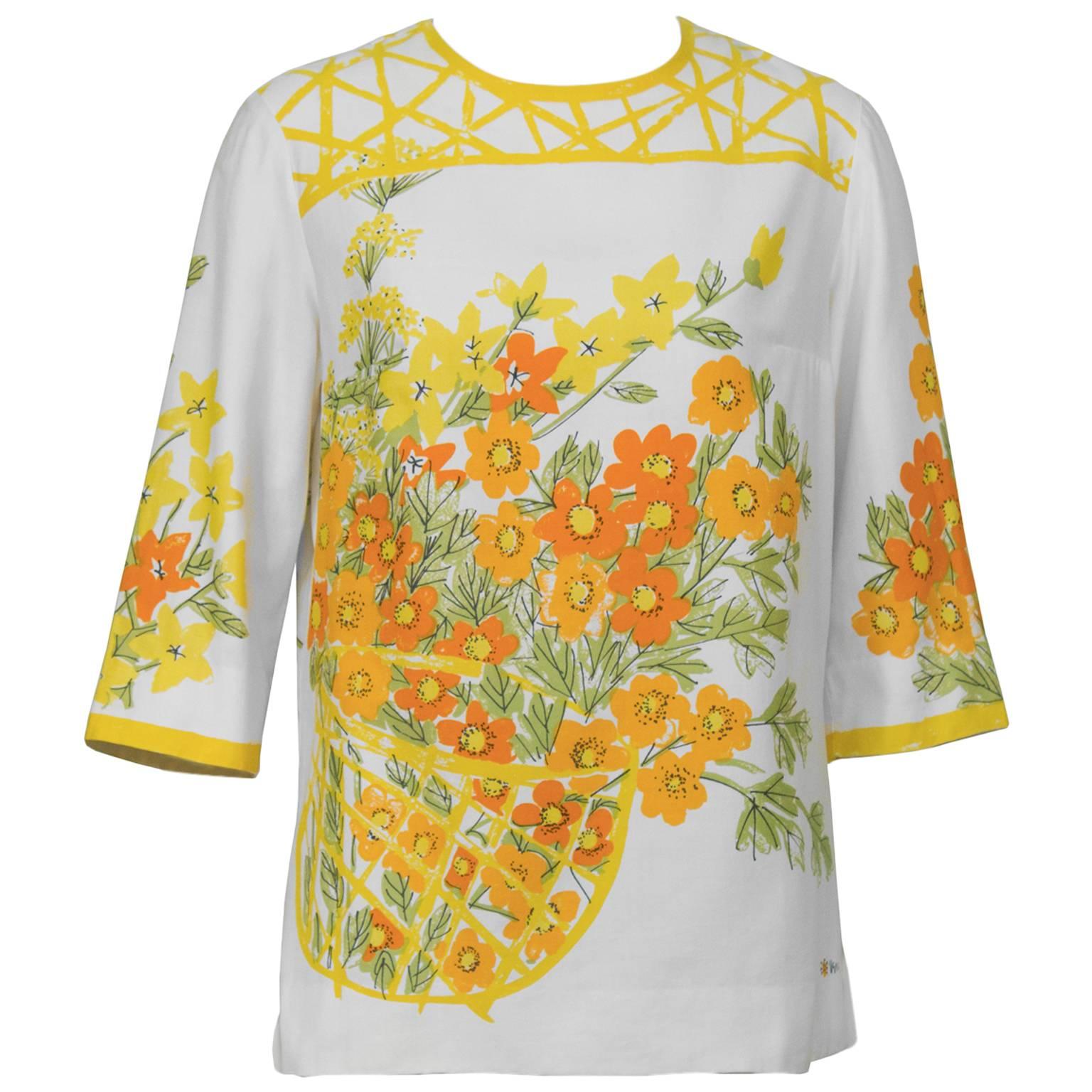 1960's Vera Cotton Marigold Blouse For Sale