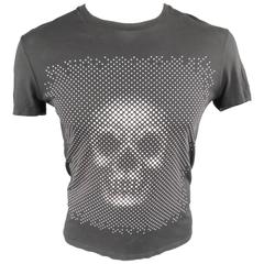 ALEXANDER MCQUEEN Size S Black Stippling Skull Cotton T-shirt