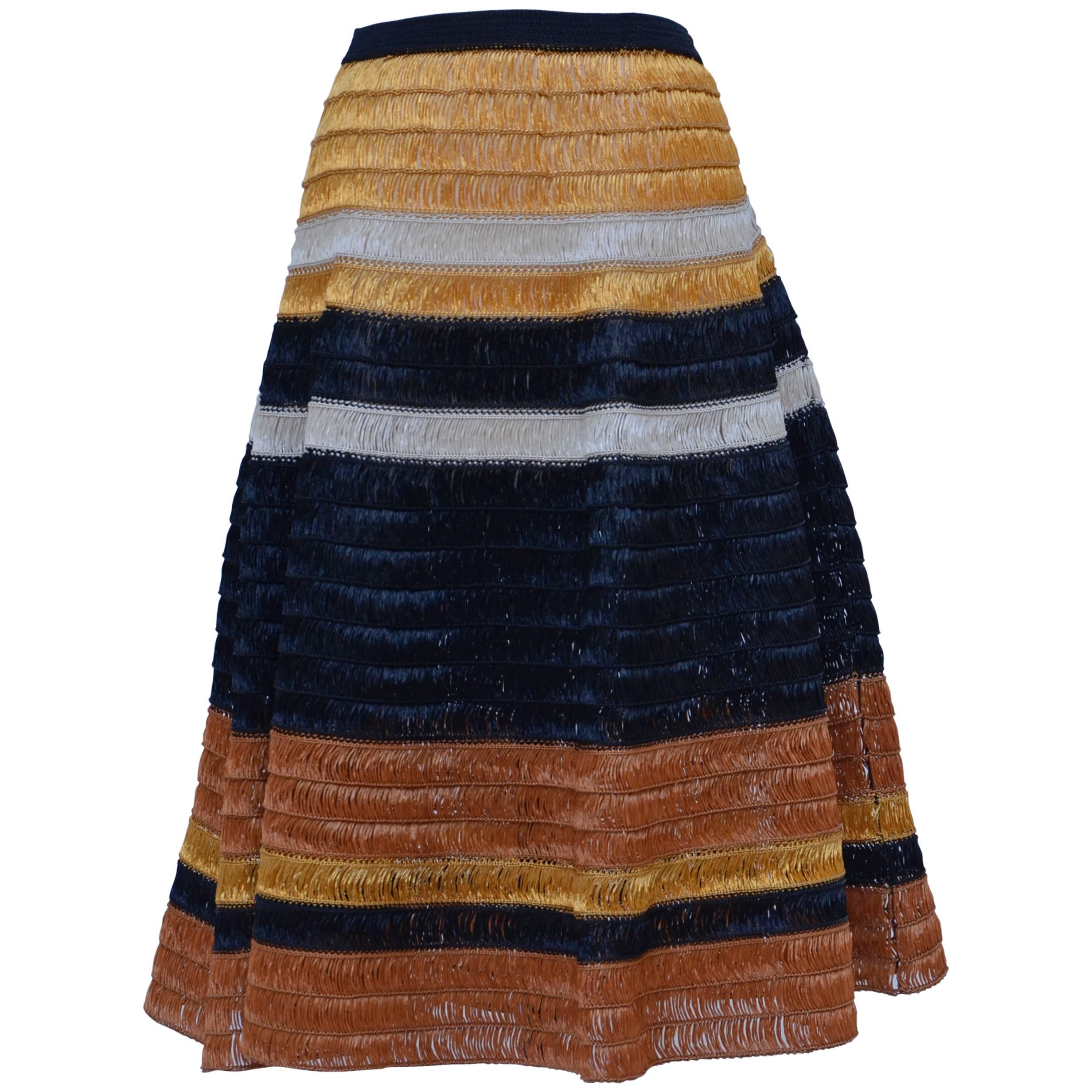 PROENZA SCHOULER Marigold Stripe RAFFIA  Knit Skirt  NEW