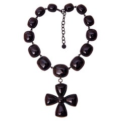 TOM FORD COLLIER PATE DE VERRE VINTAGE avec PIERRES NOires et COULEURS