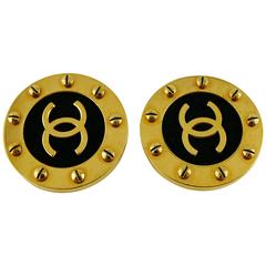 Chanel Vintage 1990s Massive Screw Stud Clip-On Earrings 12