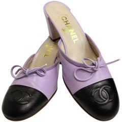 Chanel Bi Tones Purple/Black Mules 1