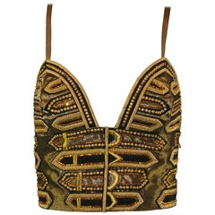 NWT Iconic S/S 1992 Gianni Versace Couture Crystal Bra Crop Top