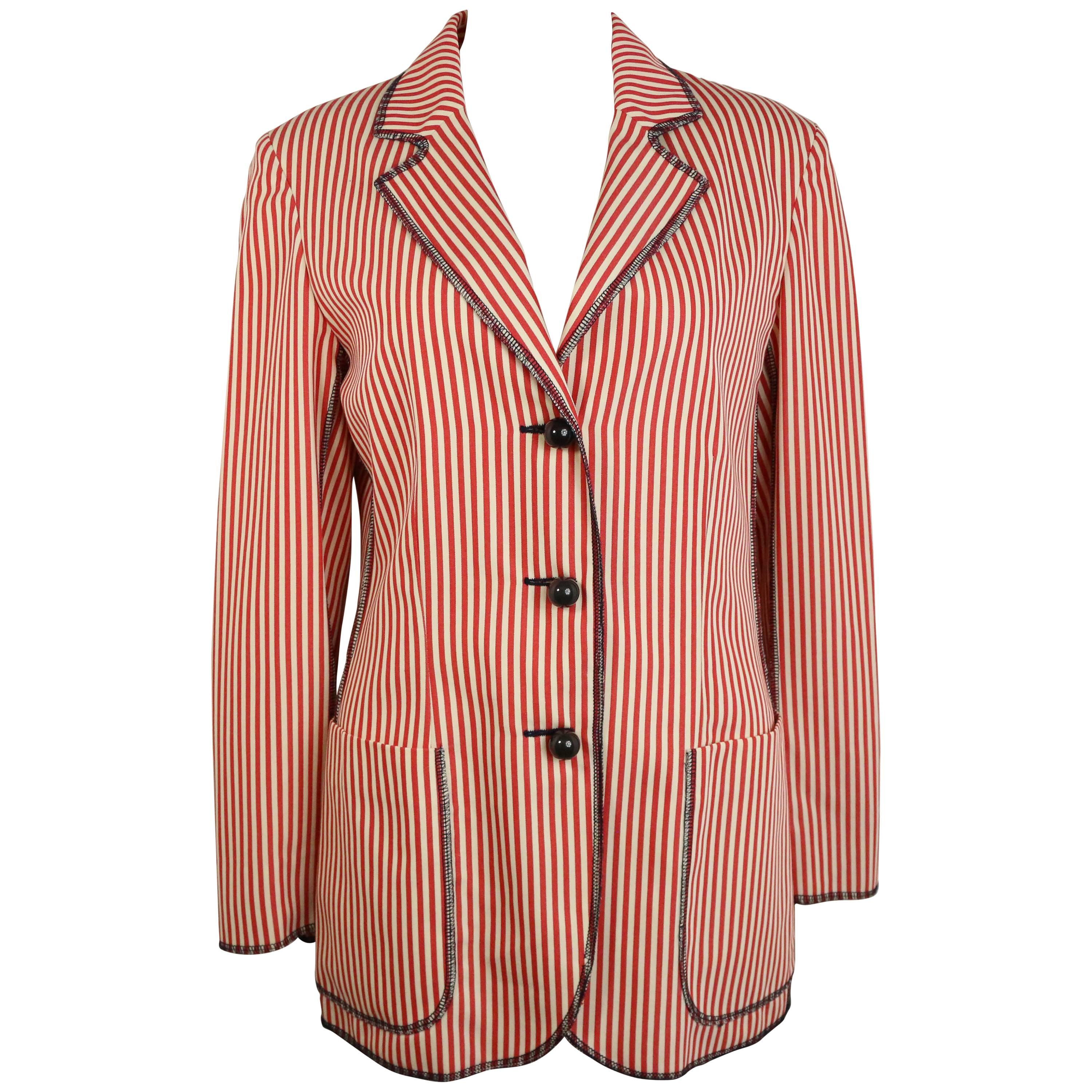 Moschino Cheap and Chic Red/White Striped Jacket For Sale