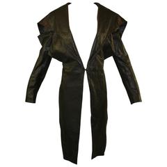 NWT S/S 2009 Runway Alexander McQueen Avant Garde Long Black Leather Jacket Coat 5