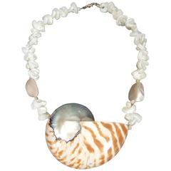 Vintage Exotic Chamber Nautalis Sea Shell Necklace