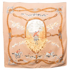 Hermes Camel Le Bien Aller by J de Fougerolle Silk Scarf