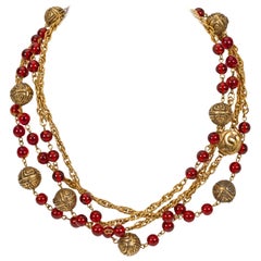 1980's Chanel Red Gripoix Necklace