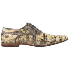 ALEXANDER McQUEEN c.2010 Beige Snakeskin Leather Pointed Toe Galosh Oxford Shoes