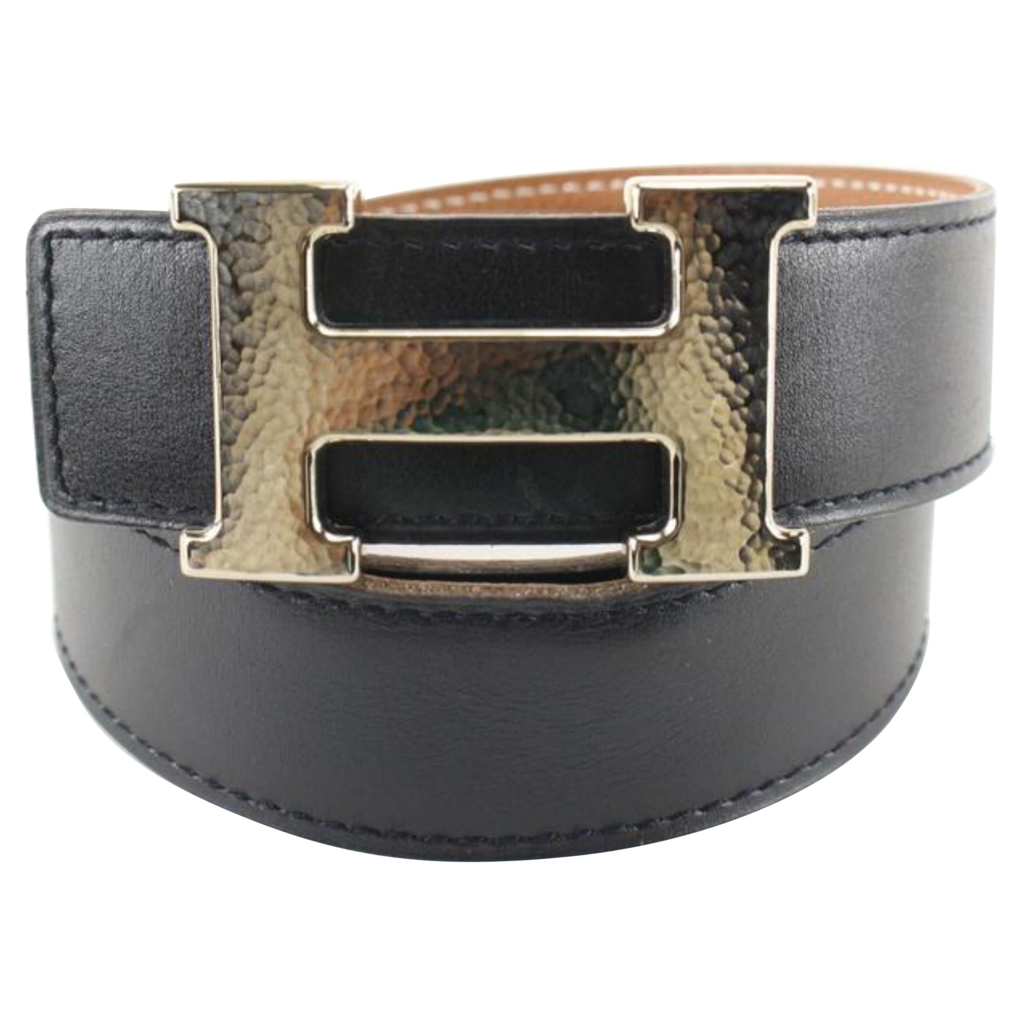 Hermès 32mm Martelee Reversible H Logo Belt Hammered Buckle 85h629s en vente