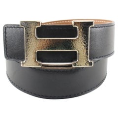 Hermès 32mm Martelee Réversible H Logo Belt Hammered Buckle 85h629s