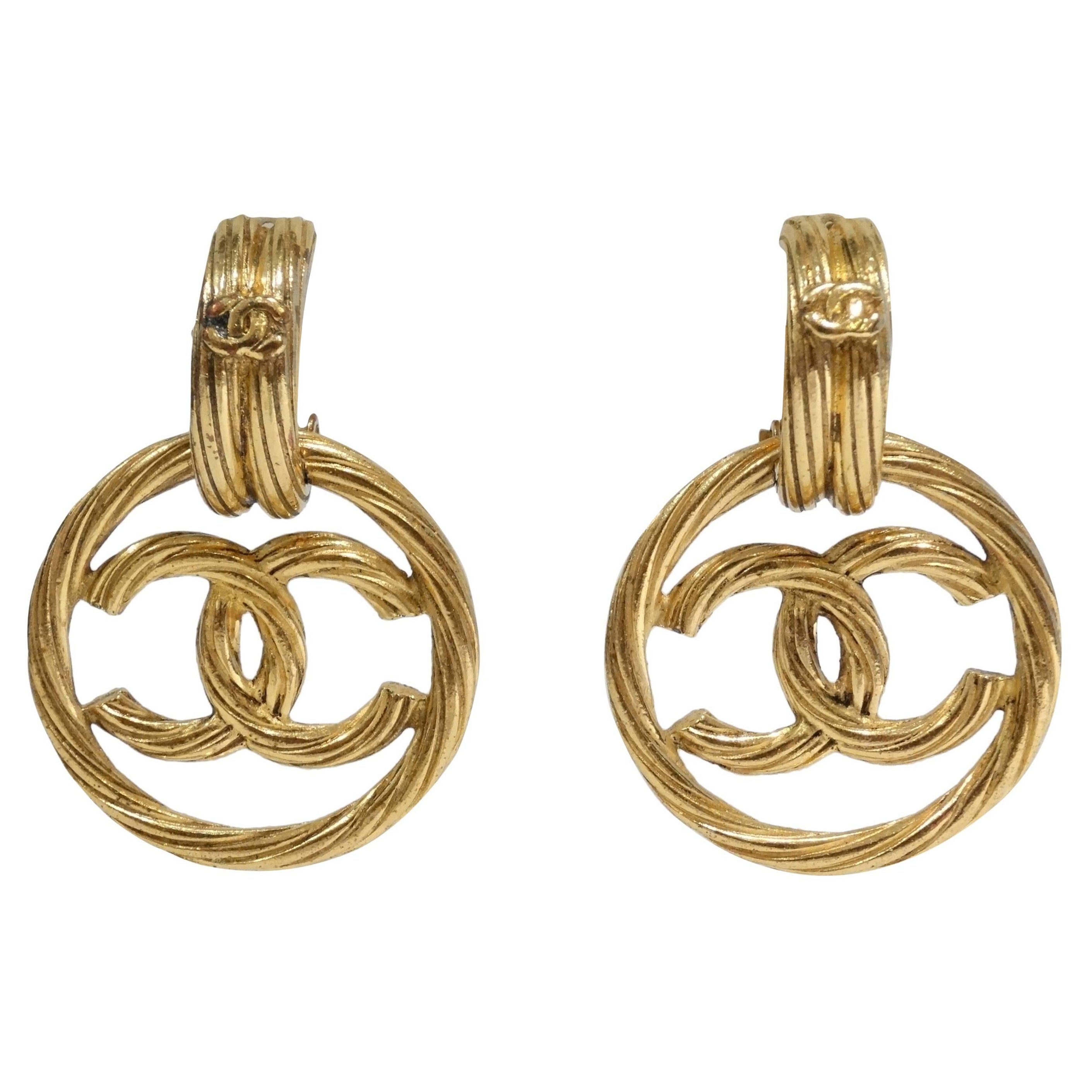 Chanel CC Gold Hoop Earring circa 1994 For Sale at 1stDibs | chanel  earrings classic, chanel earings, chanel earrings circle