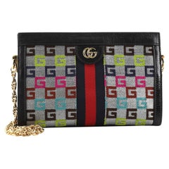 Gucci Ophidia Chain Shoulder Bag Embroidered Canvas Small
