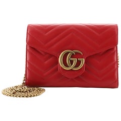  Gucci GG Marmont Chain Wallet Matelasse Leather Mini
