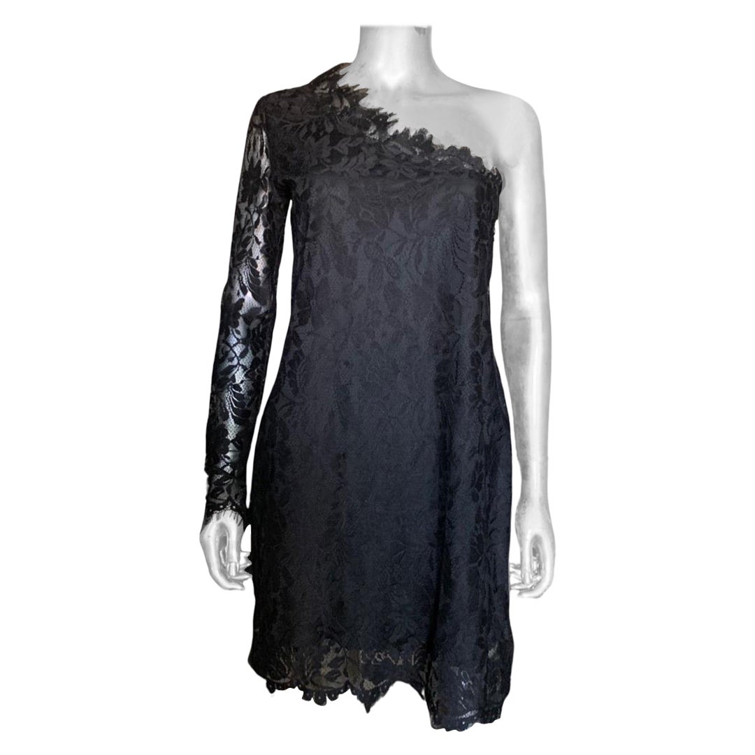Oh, this dress is so chic! A one shoulder stunner from the House of Pierre Balmain, Paris. This beauty has been in the closet of one of our favorite Fashionistas for two decades and never worn. It has a beautiful imported lace edging on the neckline