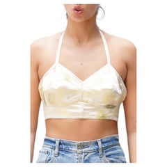 MORPHEW COLLECTION Metallic Cream & Butter Yellow Bustier With Adjustable Straps