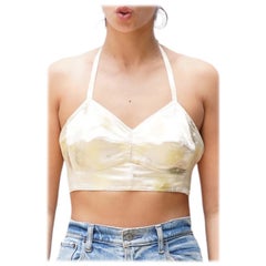 MORPHEW COLLECTION Bustier metallizzato color crema e giallo burro con spalline regolabili