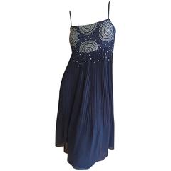 Chanel Navy Blue Dress with Silver Sequin Embellishment