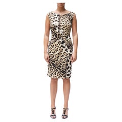 2000er ROBERTO CAVALLI Leopard Print Stitches Poly/Nylon Gold Pin Detail Cocktai