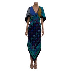 MORPHEW COLLECTION Black &  Green Multicolored Silk Scribble 2-Scarf Dress Made