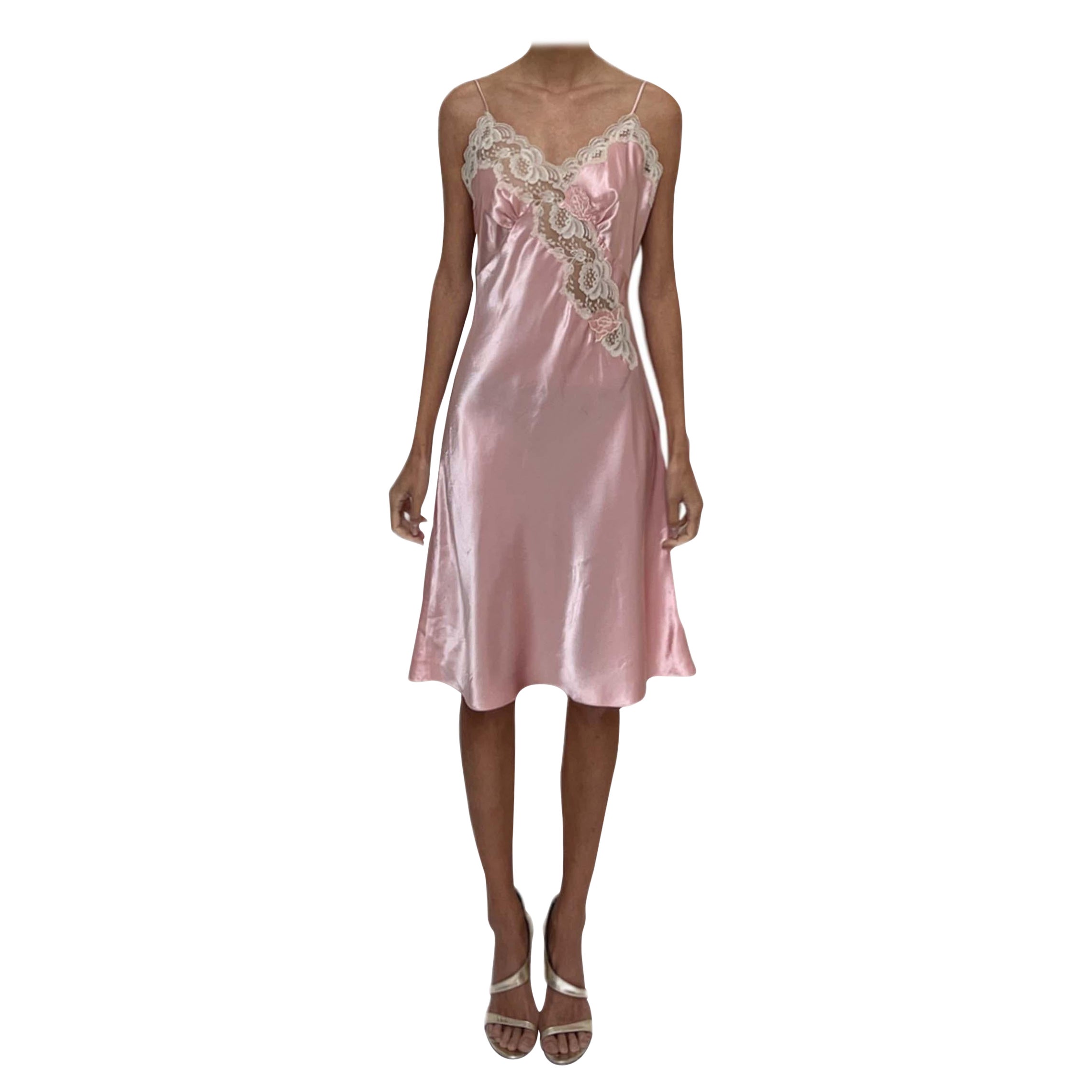 1970S Pink Polyester & Lace Slip
