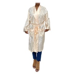 Retro 1980S Cream Silk Jacquard Robe