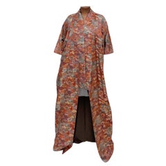 1950S Jewel-Tone Silk Jacquard Short Floral Kimono