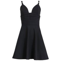 1990s Versace Couture Black Party Dress w/Medusa Buttons 3
