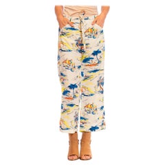 Vintage 1940S Rayon Florida Themed Tropical Beach Pants