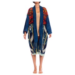 MORPHEW COLLECTION African Indigo & Antique Peruvian Embroidered Unisex Duster