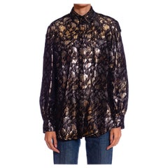 1980S Black & Silver Rayon/Lurex Jacquard Cropped Evening Jacket